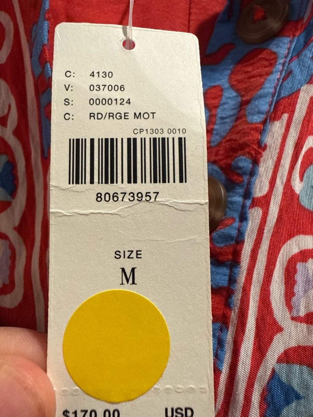 NWT Anthropologie Boho Red/ Blue Motif Midi Shirt Dress Size M - Picture 11 of 16